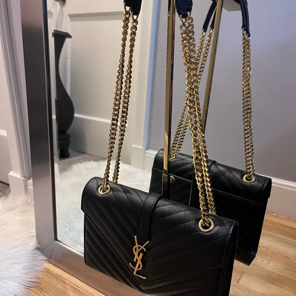 Yves Saint Laurent Black Chevron Shoulder Bag - Picture 3 of 12